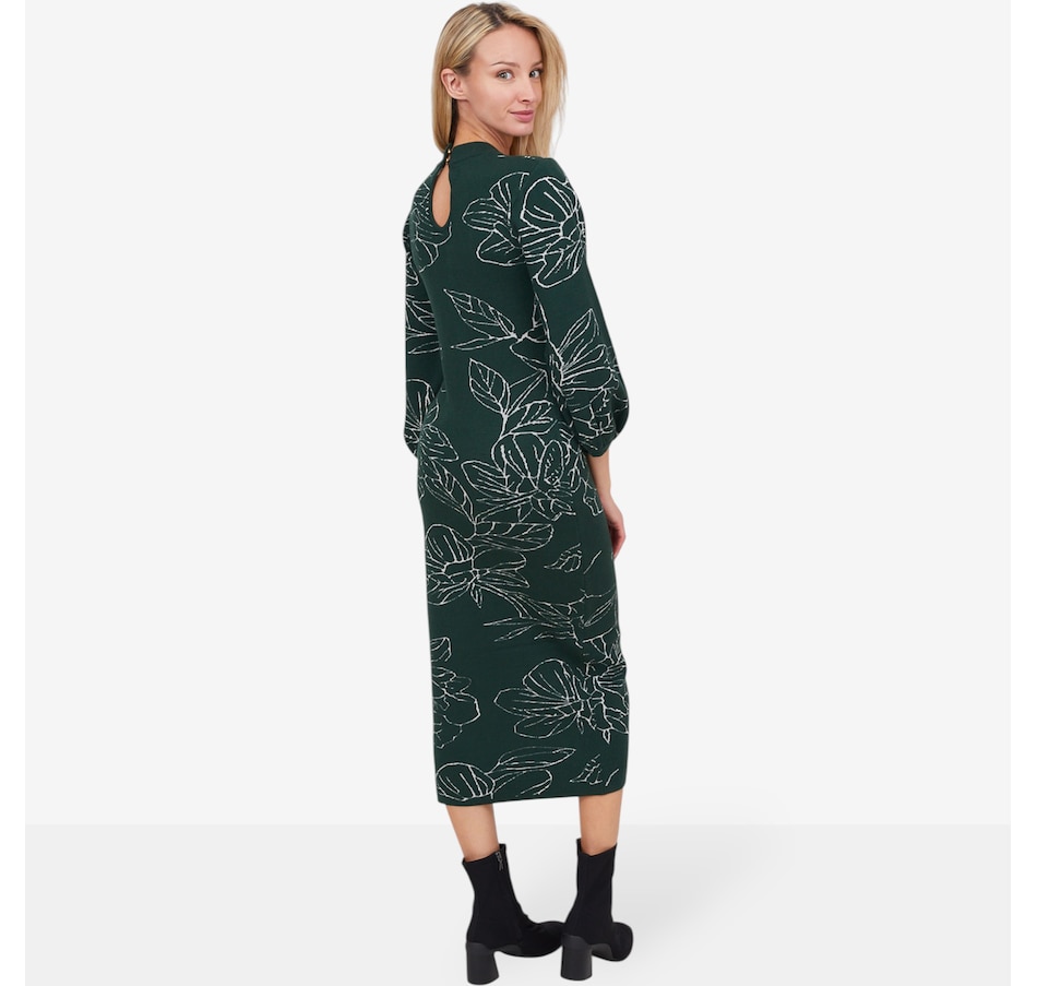 Image 101806_ALTMORE2.jpg, Product 101-806 / Price $120.00, Apricot Sketched Floral Puff Sleeve Knitted Dress from Apricot on TSC.ca's Fashion department