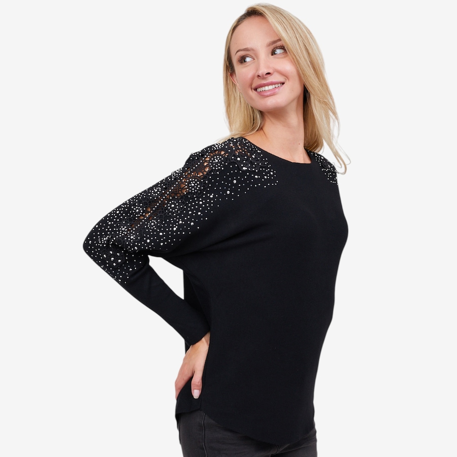 Image 101810_ALTMORE1.jpg, Product 101-810 / Price $49.88, Apricot Lace and Stud Arm Batwing Jumper from Apricot on TSC.ca's Fashion department