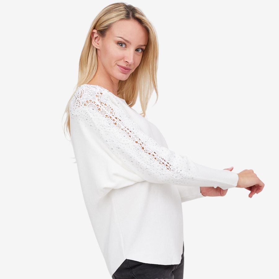 Image 101810_ALTMORE3.jpg, Product 101-810 / Price $49.88, Apricot Lace and Stud Arm Batwing Jumper from Apricot on TSC.ca's Fashion department