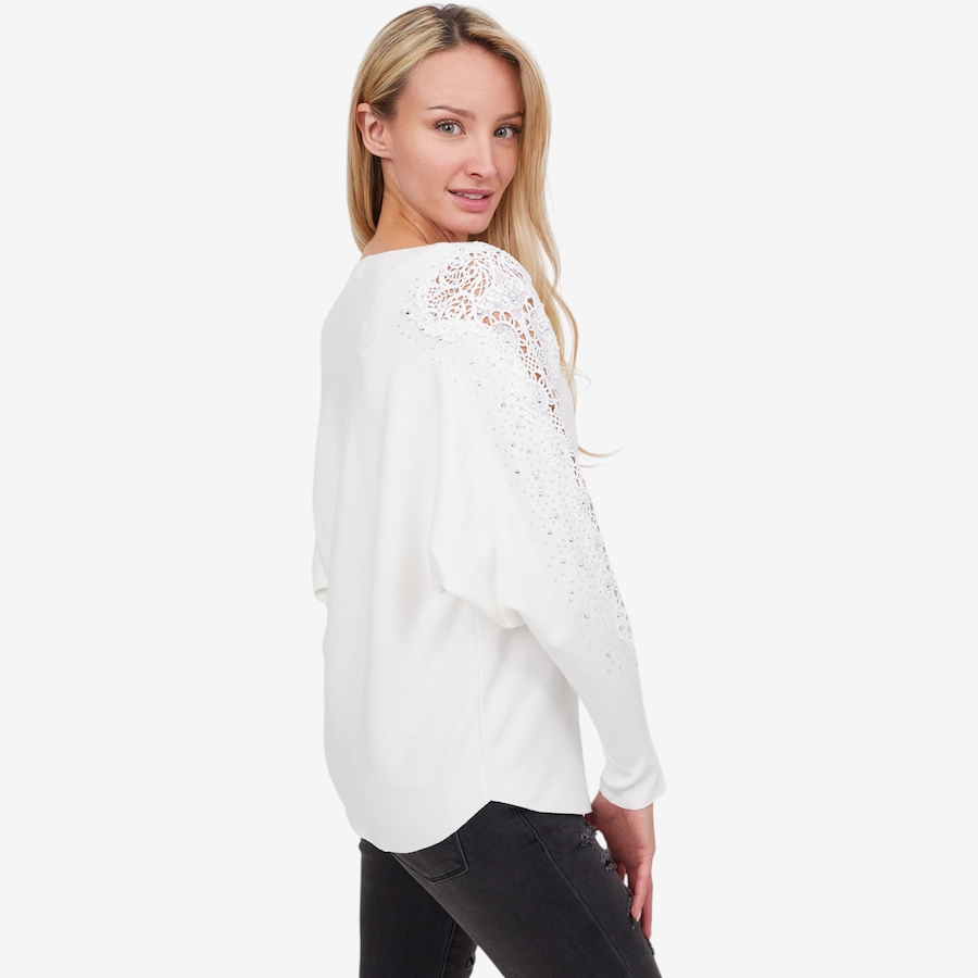 Image 101810_ALTMORE5.jpg, Product 101-810 / Price $49.88, Apricot Lace and Stud Arm Batwing Jumper from Apricot on TSC.ca's Fashion department