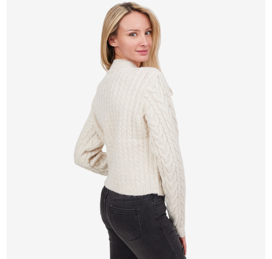 Image 101814_ALTMORE4.jpg, Product 101-814 / Price $95.00, Apricot Cable Knit Wrap-Over Mock Neck Jumper from Apricot on TSC.ca's Fashion department