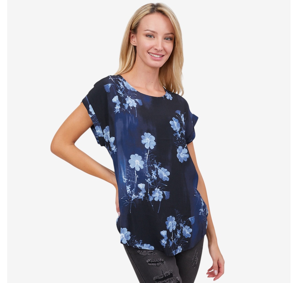 Image 101816_ALTMORE1.jpg, Product 101-816 / Price $65.00, Apricot Cyanotype Floral Turn Up Tee from Apricot on TSC.ca's Fashion department