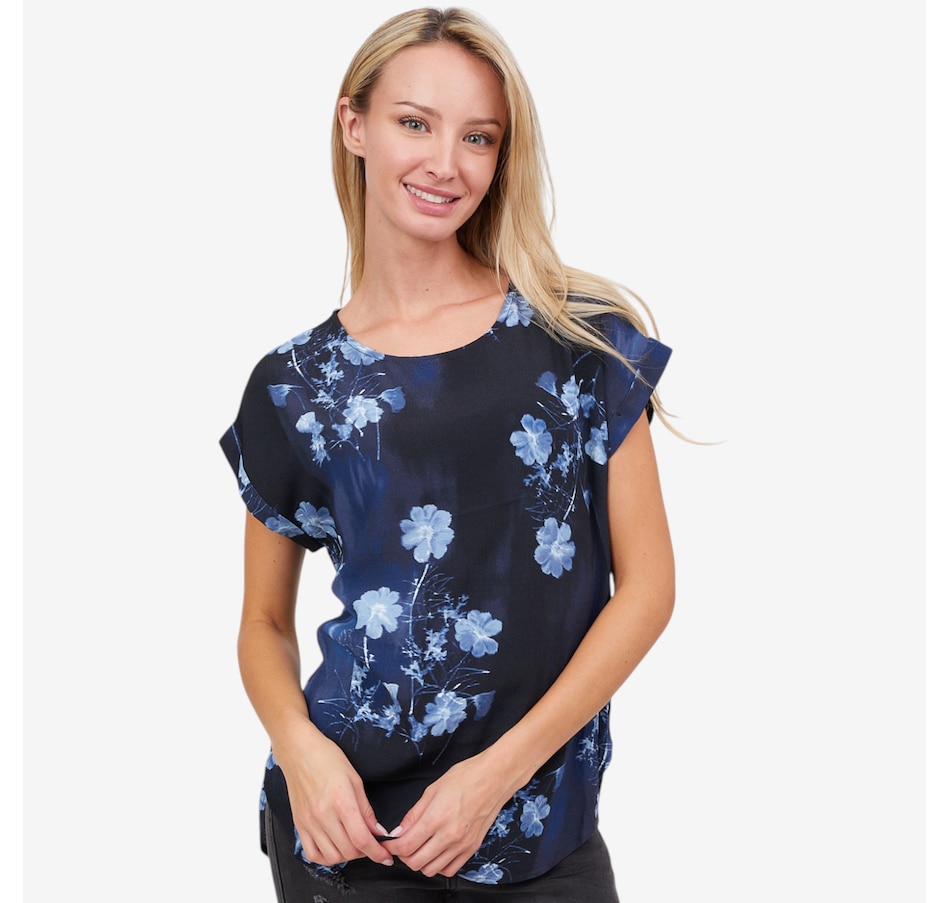 Image 101816_NVY.jpg, Product 101-816 / Price $65.00, Apricot Cyanotype Floral Turn Up Tee from Apricot on TSC.ca's Fashion department