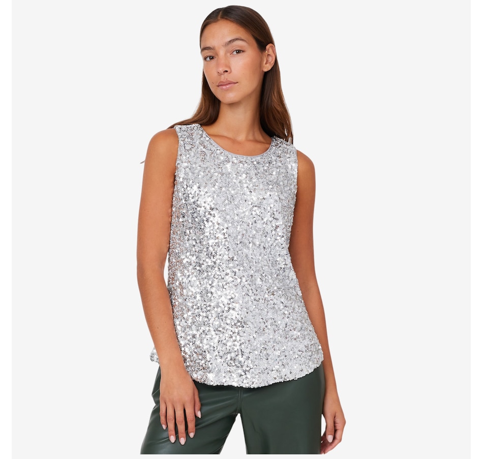Image 101861_SIL.jpg, Product 101-861 / Price $64.88, Stacy London Knit Sequin Top from by Stacy London on TSC.ca's Fashion department