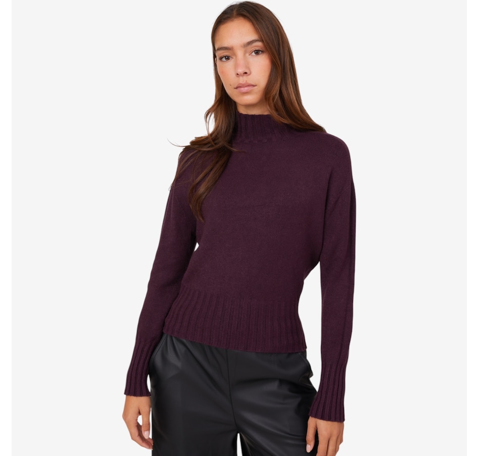 Image 101883_PUR.jpg, Product 101-883 / Price $59.88, Astrid Mockneck Sweater with Ribbed Details from Astrid on TSC.ca's Fashion department