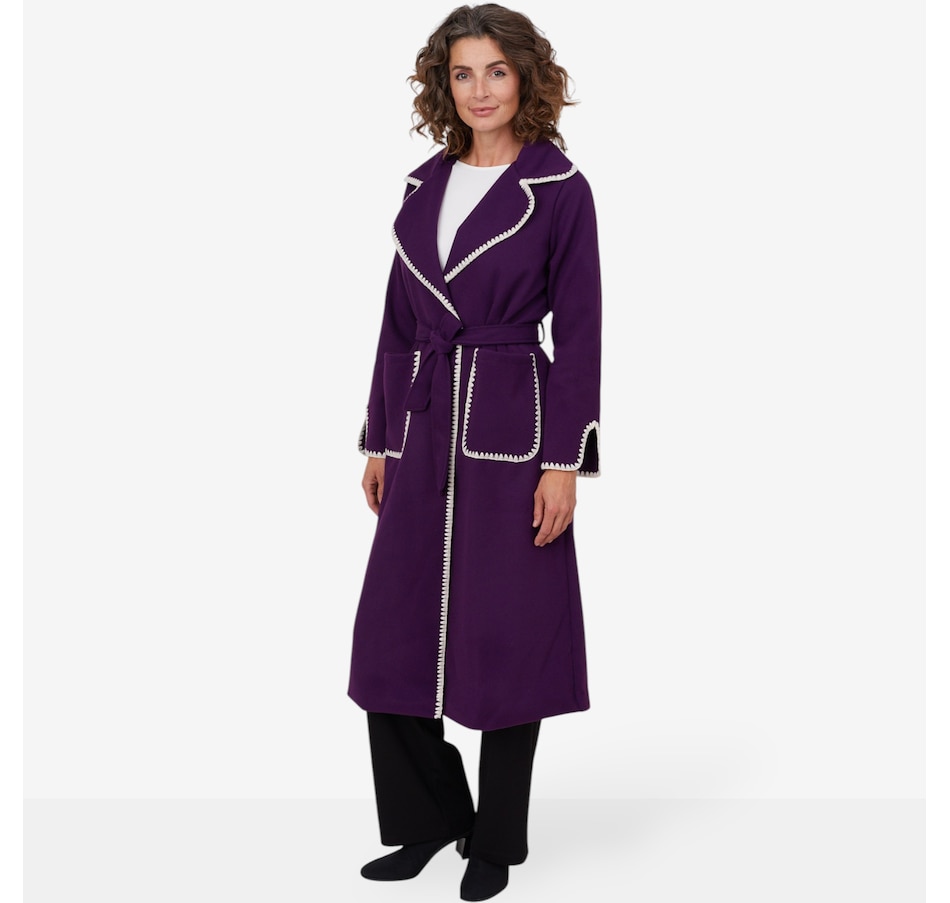 Image 101886_PUR.jpg, Product 101-886 / Price $175.00, Astrid Whip Stitch Statement Coat from Astrid on TSC.ca's Fashion department