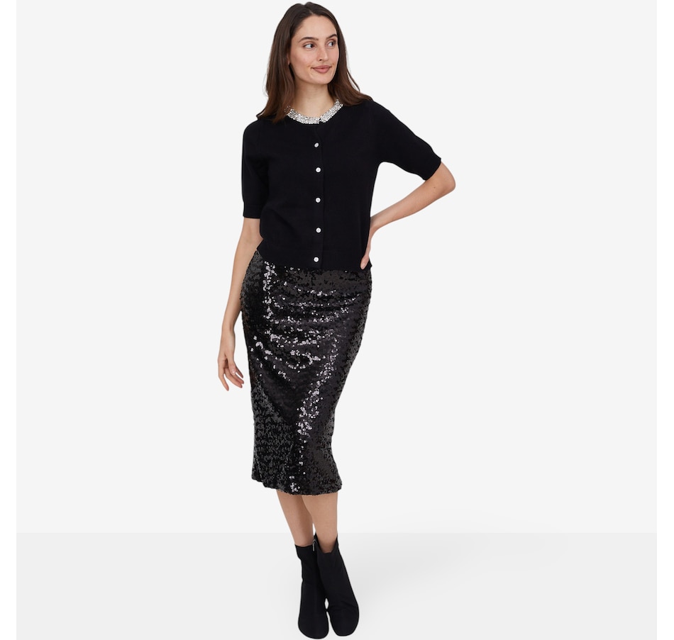 Image 101892_ALTMORE2.jpg, Product 101-892 / Price $120.00, Astrid Crystal Neckline Short Sleeve Cardigan from Astrid on TSC.ca's Fashion department