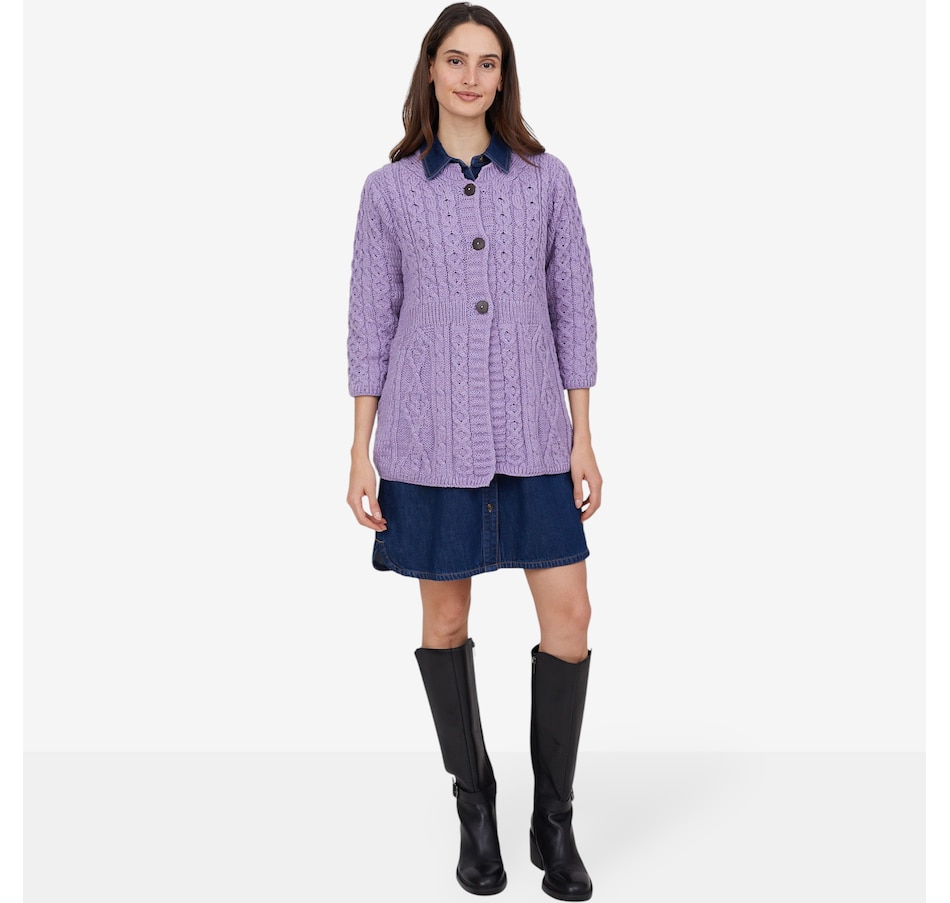 Image 101897_ALTMORE10.jpg, Product 101-897 / Price $159.99, Aran Woollen Mills A-Line Merino Diamond and Cable Cardigan from Aran Woollen Mills on TSC.ca's Fashion department