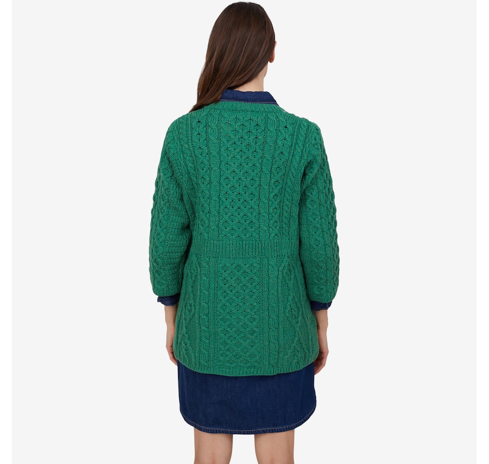 Image 101897_ALTMORE8.jpg, Product 101-897 / Price $159.99, Aran Woollen Mills A-Line Merino Diamond and Cable Cardigan from Aran Woollen Mills on TSC.ca's Fashion department