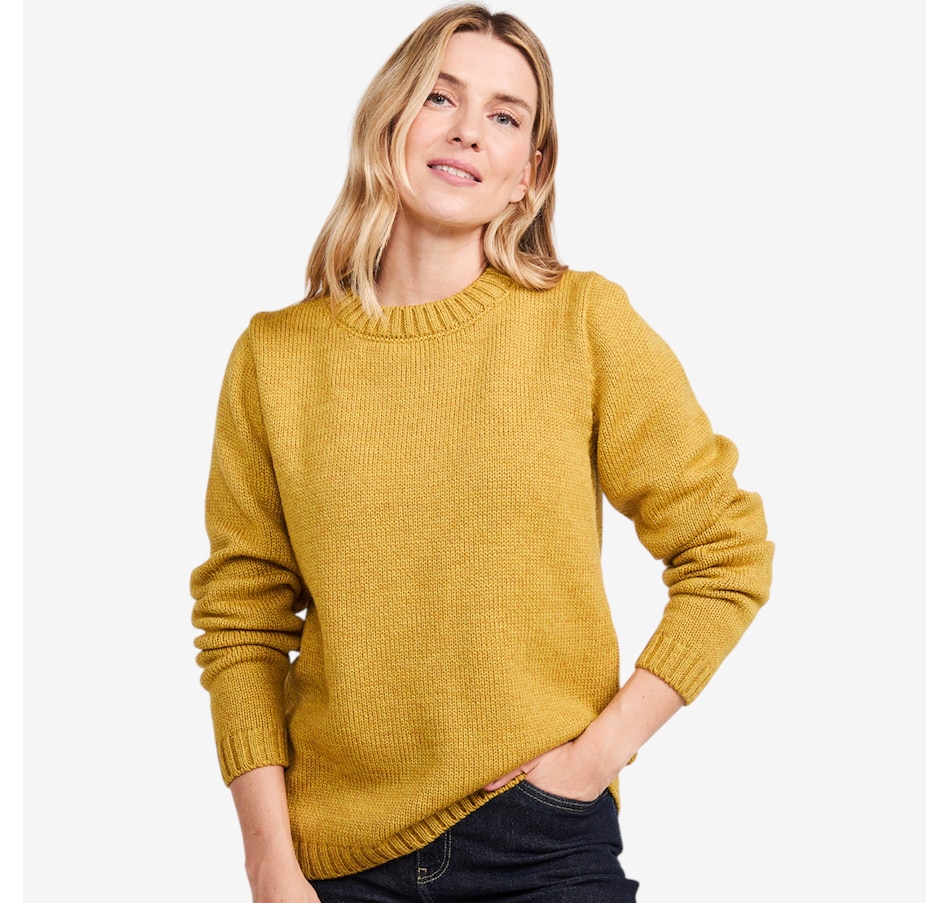 Image 101902_YEL.jpg, Product 101-902 / Price $150.00, Aran Woollen Mills Plain Stitch Crewneck Sweater from Aran Woollen Mills on TSC.ca's Fashion department