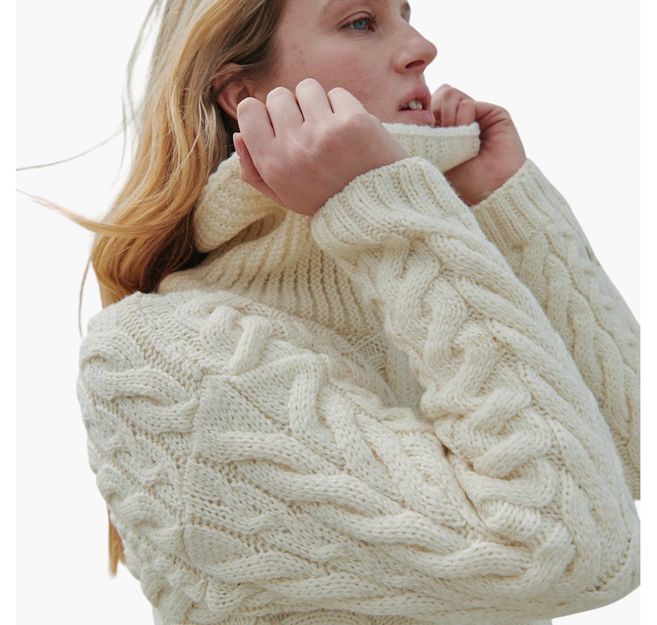 Image 101904_ALTMORE2.jpg, Product 101-904 / Price $149.99, Aran Woollen Mills Horizontal Cable Pattern Cowl Neck Sweater from Aran Woollen Mills on TSC.ca's Fashion department