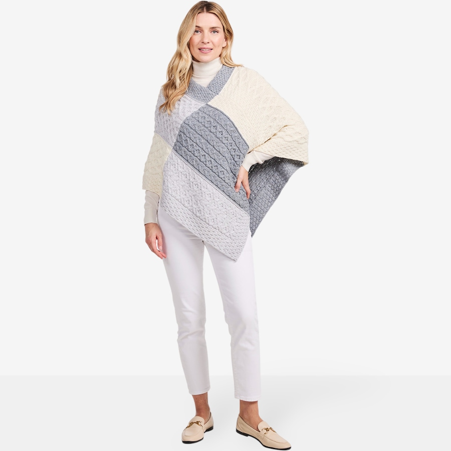 Image 101906_ALTMORE2.jpg, Product 101-906 / Price $150.00, Aran Woolen Mills Patchwork Poncho from Aran Woollen Mills on TSC.ca's Fashion department