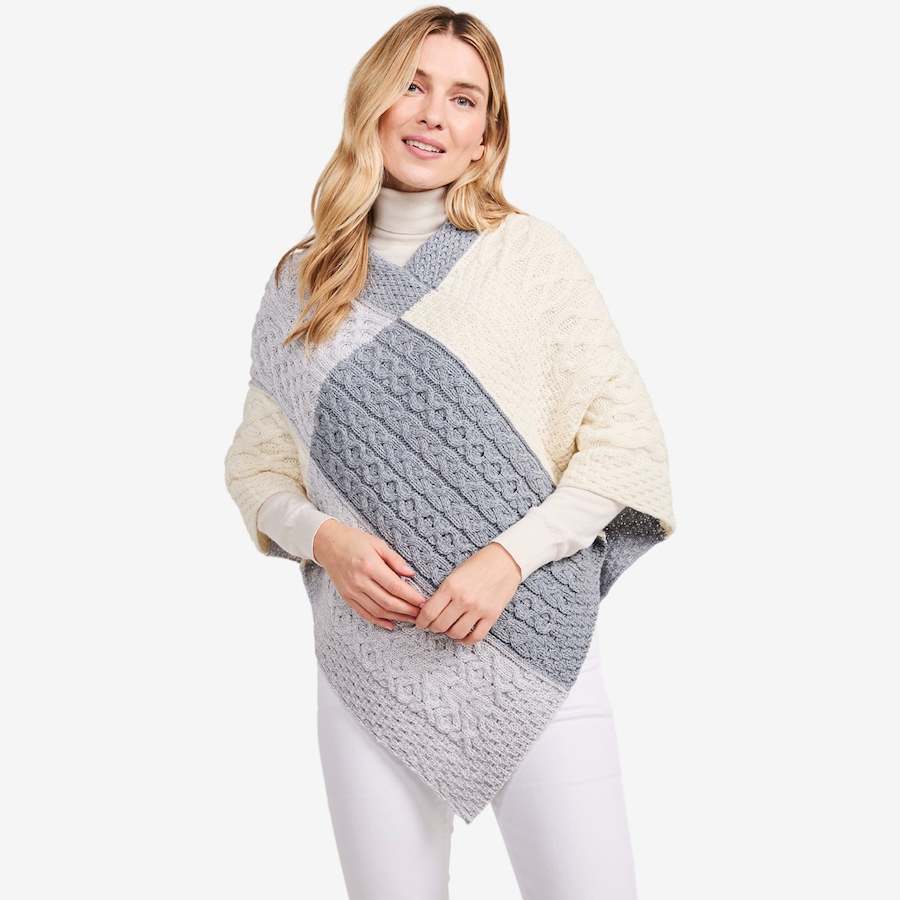 Image 101906_MTI.jpg, Product 101-906 / Price $150.00, Aran Woolen Mills Patchwork Poncho from Aran Woollen Mills on TSC.ca's Fashion department