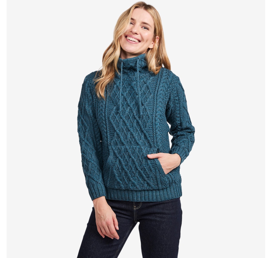 Image 101908_IRSEA.jpg, Product 101-908 / Price $154.99, Aran Woollen Mills Drawstring Sweater with Pouch Pocket from Aran Woollen Mills on TSC.ca's Fashion department