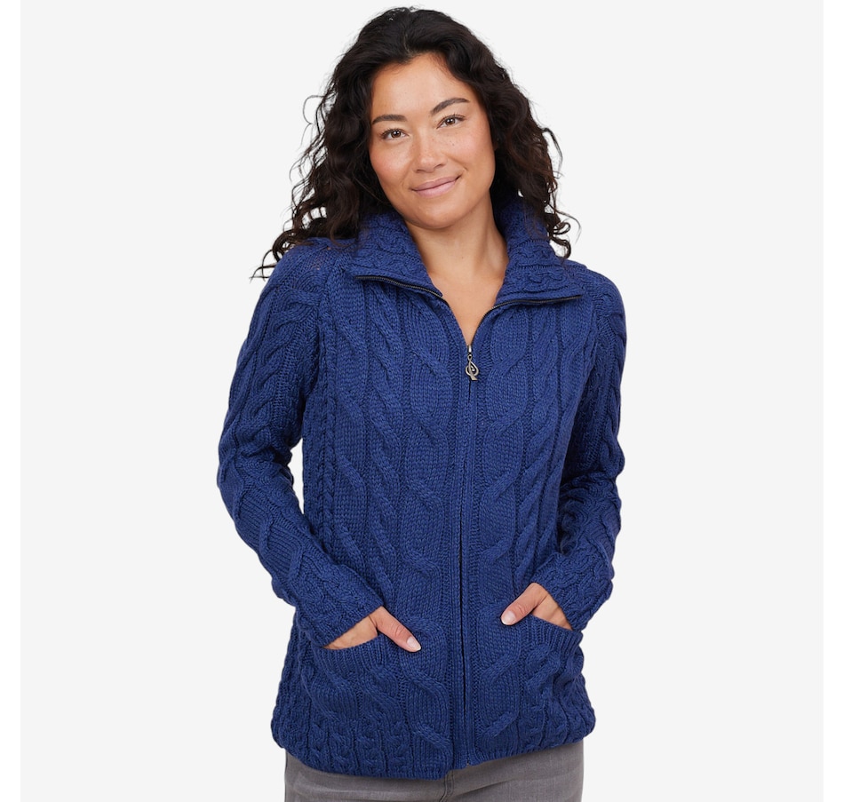 Image 101913_ALTMORE1.jpg, Product 101-913 / Price $149.99, Aran Woollen Mills Relaxed Aran Cardigan with Full Zip from Aran Woollen Mills on TSC.ca's Fashion department