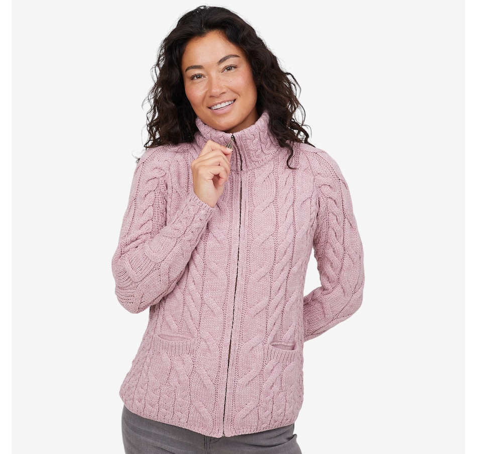 Image 101913_ALTMORE4.jpg, Product 101-913 / Price $149.99, Aran Woollen Mills Relaxed Aran Cardigan with Full Zip from Aran Woollen Mills on TSC.ca's Fashion department