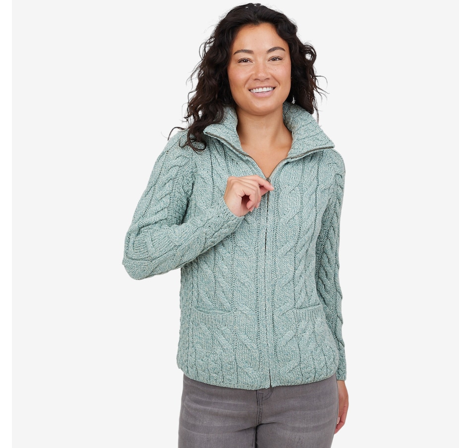 Image 101913_ALTMORE7.jpg, Product 101-913 / Price $149.99, Aran Woollen Mills Relaxed Aran Cardigan with Full Zip from Aran Woollen Mills on TSC.ca's Fashion department