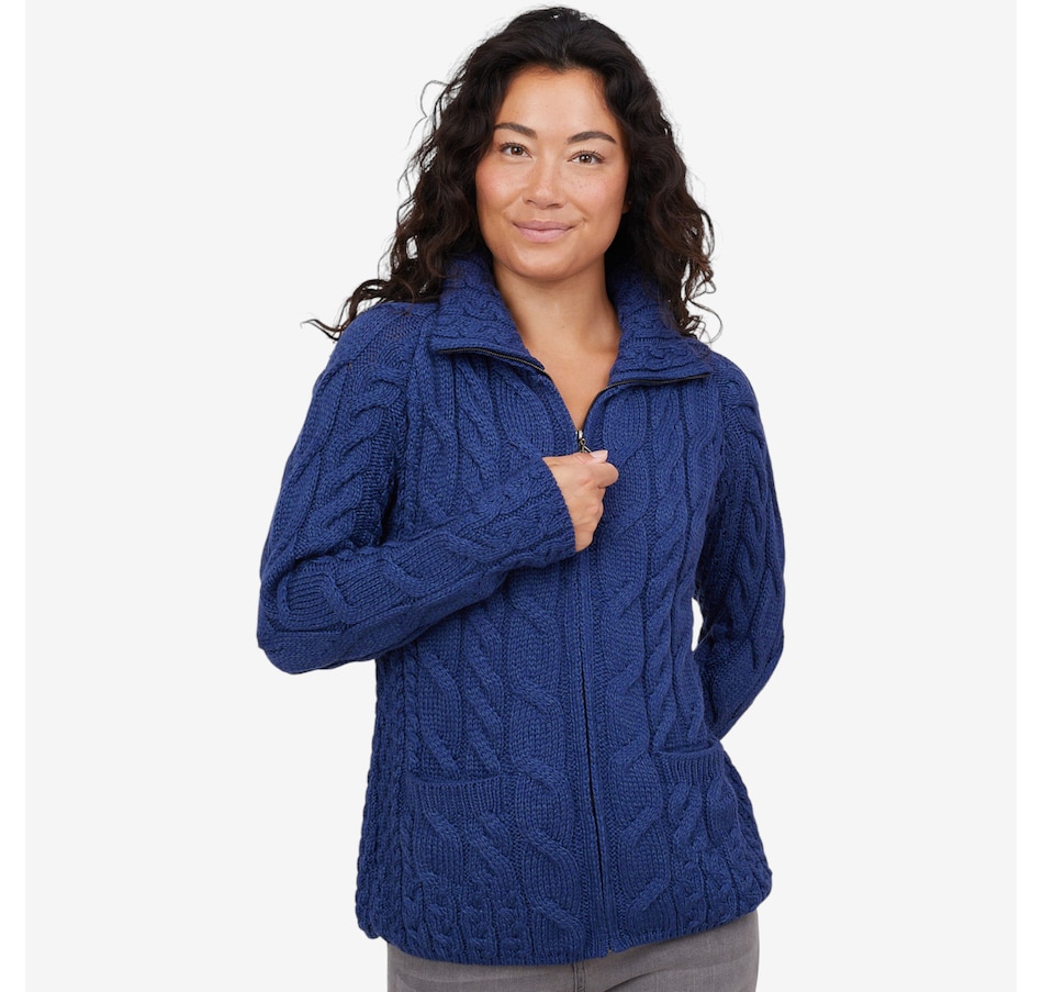 Image 101913_IK.jpg, Product 101-913 / Price $149.99, Aran Woollen Mills Relaxed Aran Cardigan with Full Zip from Aran Woollen Mills on TSC.ca's Fashion department