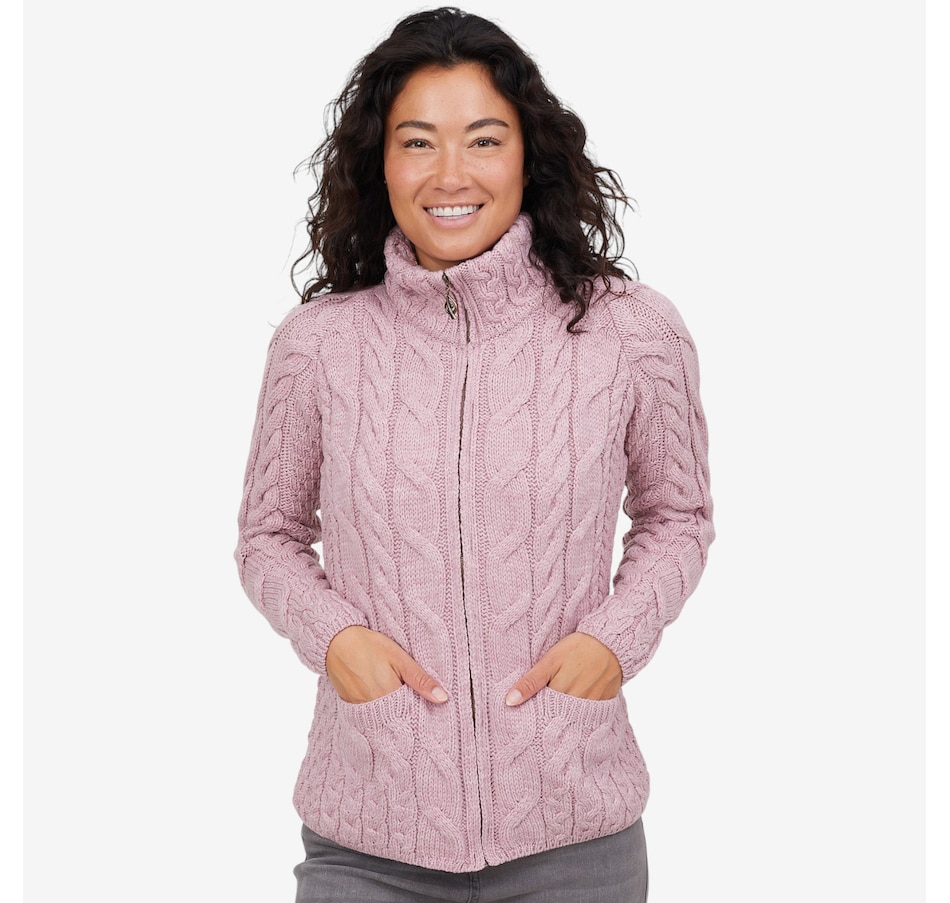 Image 101913_WNRSE.jpg, Product 101-913 / Price $149.99, Aran Woollen Mills Relaxed Aran Cardigan with Full Zip from Aran Woollen Mills on TSC.ca's Fashion department
