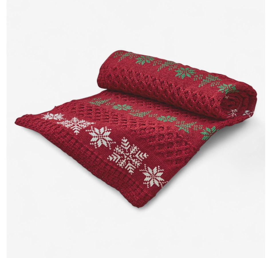 Image 101914_RED.jpg, Product 101-914 / Price $150.00, Aran Woolen Mills 100% Merino Christmas Throw from Aran Woollen Mills on TSC.ca's Fashion department
