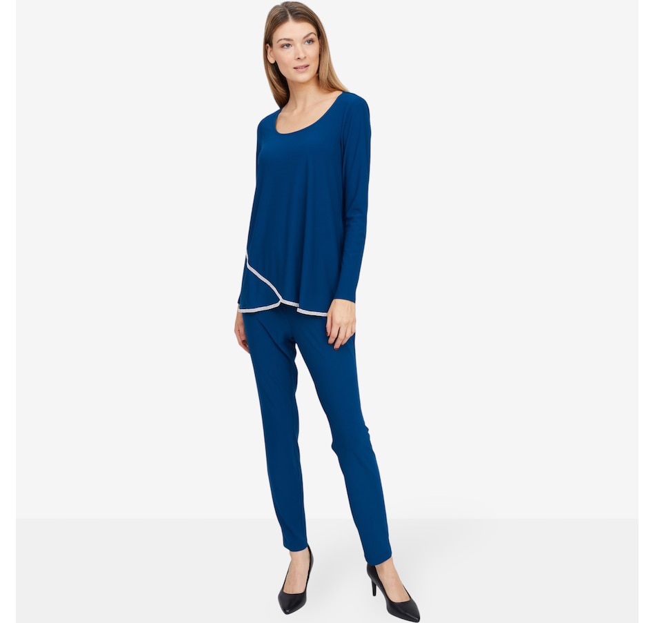 Image 101985_MLLRD.jpg, Product 101-985 / Price $99.99, Nina Leonard 2-Piece Tulip Hem Top and Slim Leg Pant from Nina Leonard on TSC.ca's Fashion department