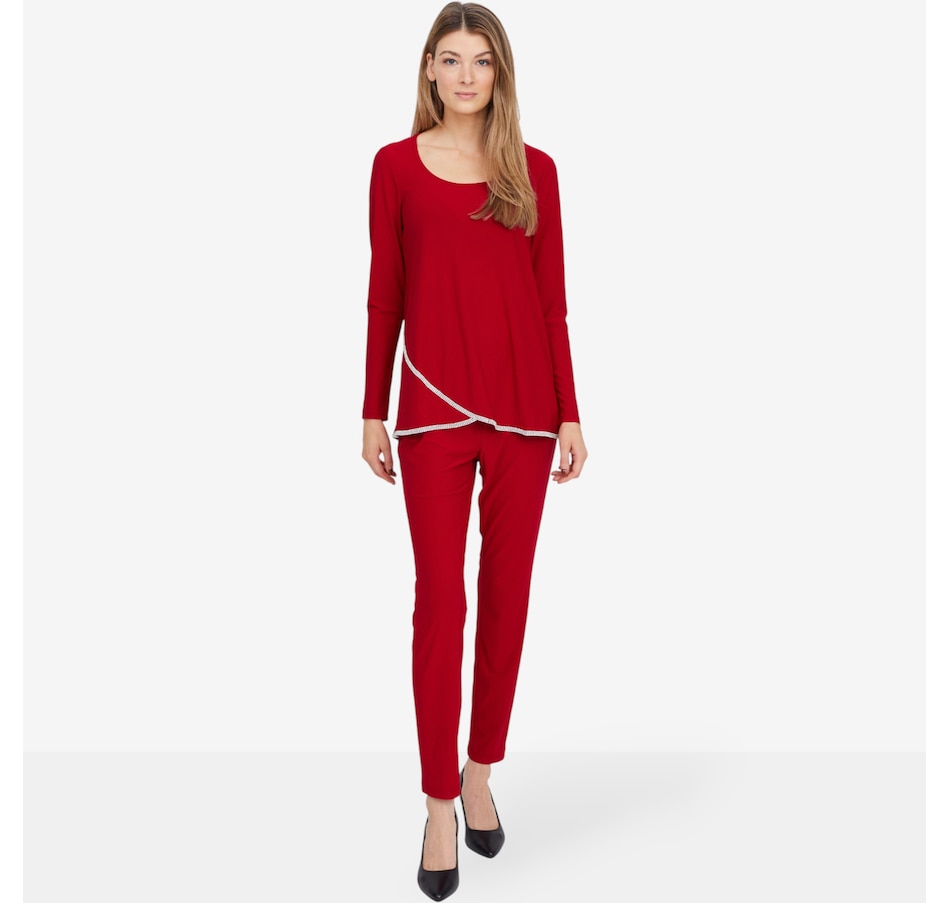 Image 101985_SCA.jpg, Product 101-985 / Price $99.99, Nina Leonard 2-Piece Tulip Hem Top and Slim Leg Pant from Nina Leonard on TSC.ca's Fashion department