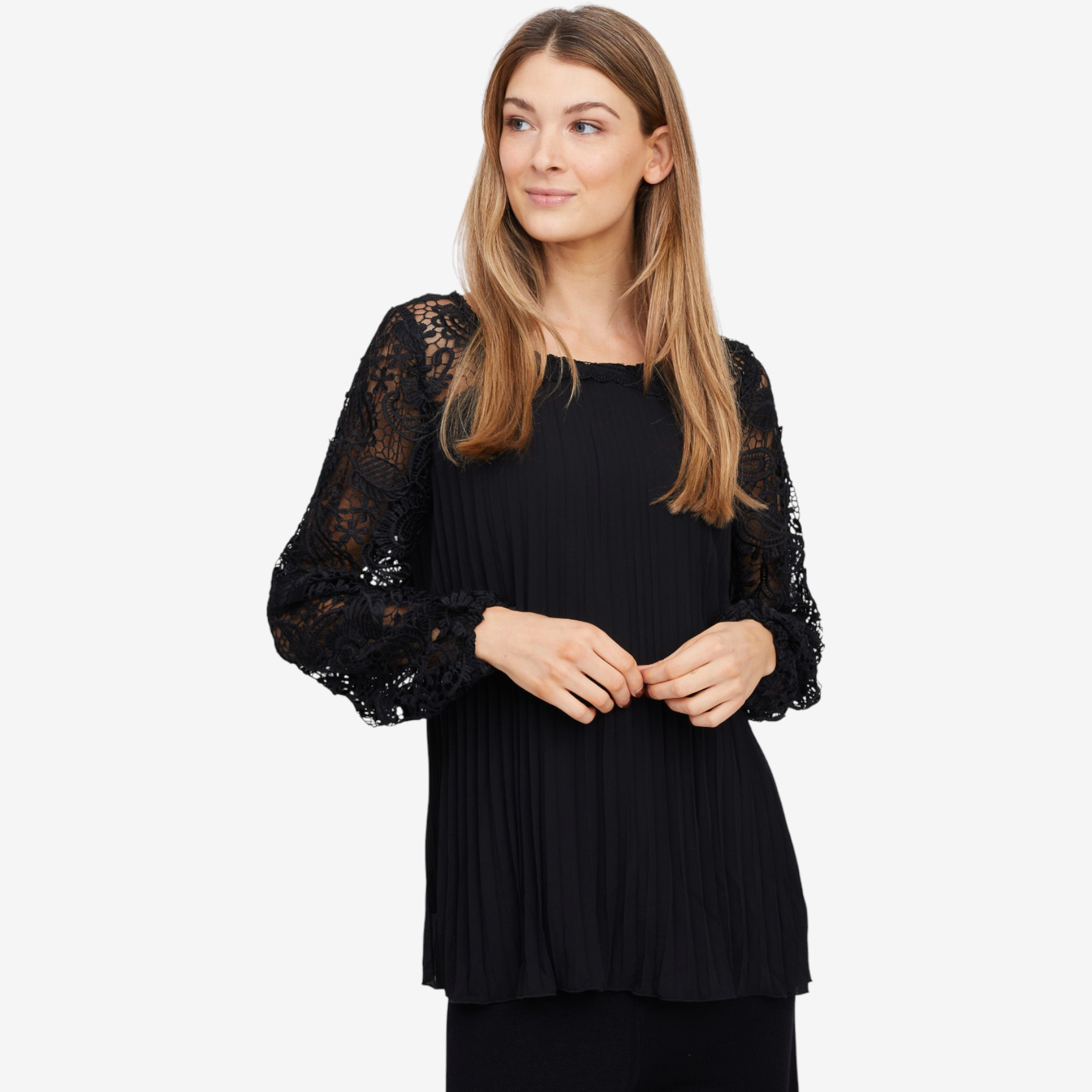 Nina Leonard Pleat Chiffon Lace Top - TSC.ca