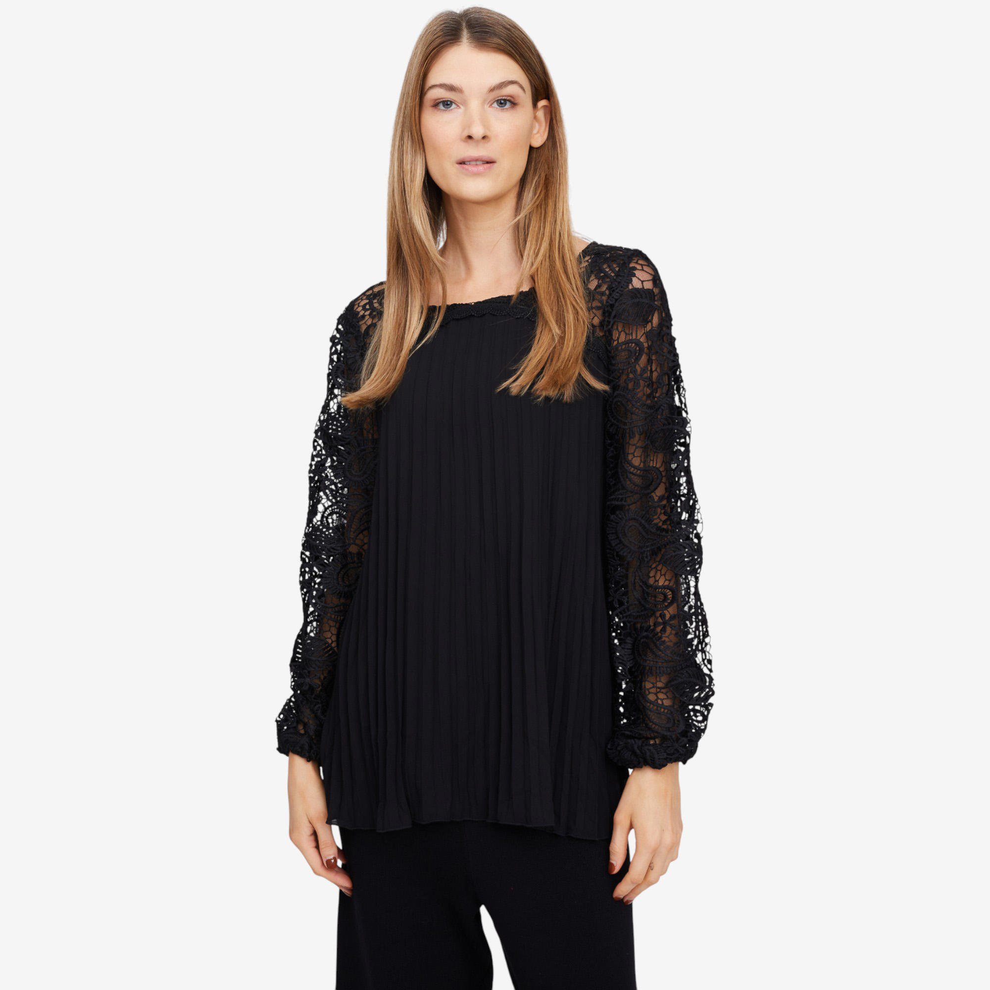 Nina Leonard Pleat Chiffon Lace Top - TSC.ca