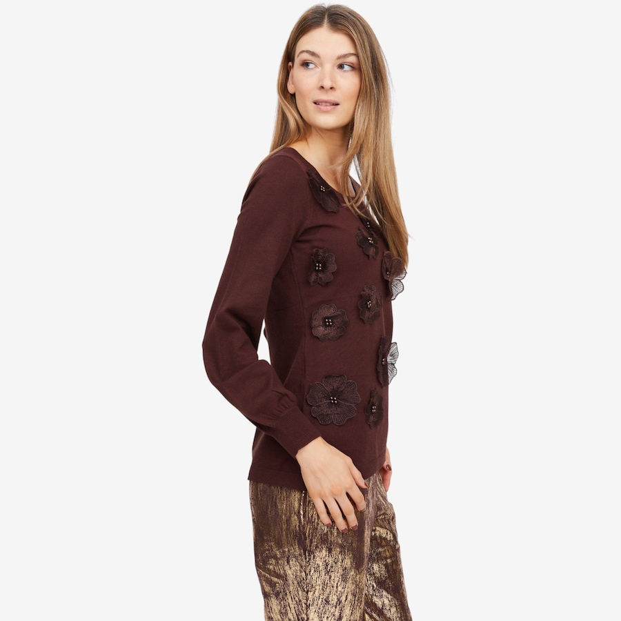 Image 101993_ALTMORE1.jpg, Product 101-993 / Price $34.88, Nina Leonard Balloon Sleeve Sweater with 3D Floral Design from Nina Leonard on TSC.ca's Fashion department
