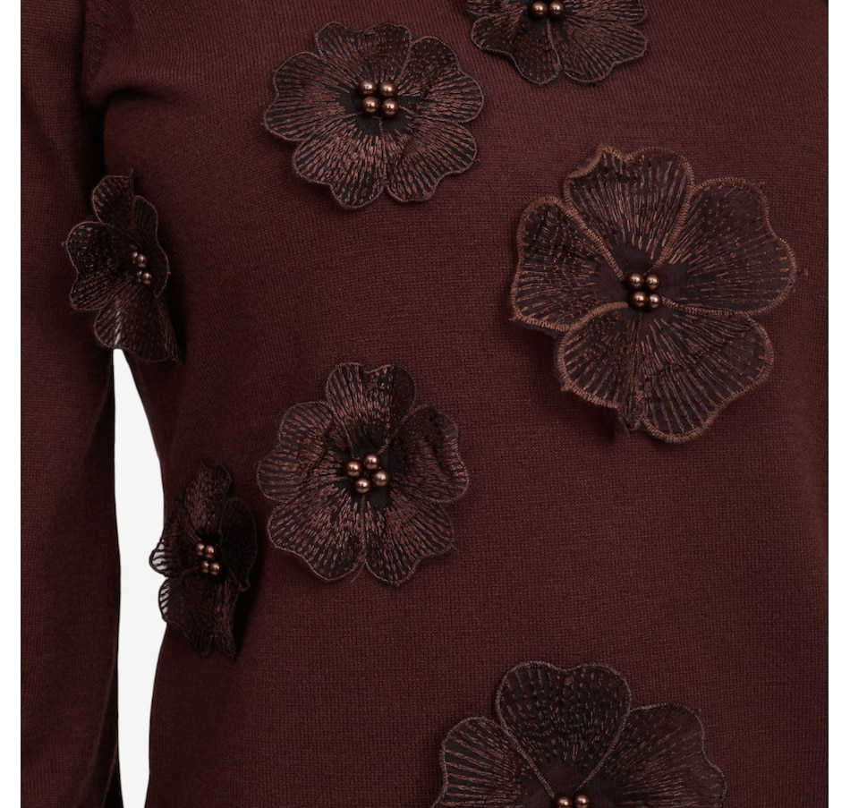 Image 101993_ALTMORE4.jpg, Product 101-993 / Price $34.88, Nina Leonard Balloon Sleeve Sweater with 3D Floral Design from Nina Leonard on TSC.ca's Fashion department