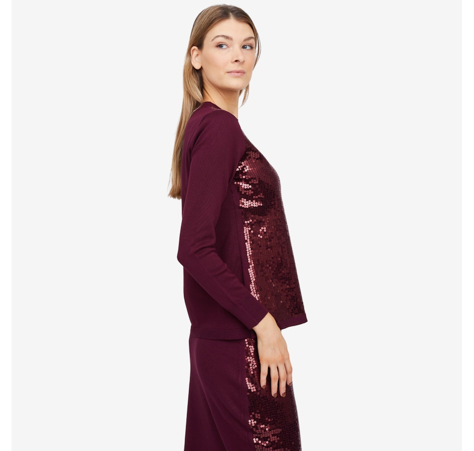 Image 101995_ALTMORE1.jpg, Product 101-995 / Price $79.99, Nina Leonard Mock Neck Sweater with Sequin Overlay from Nina Leonard on TSC.ca's Fashion department