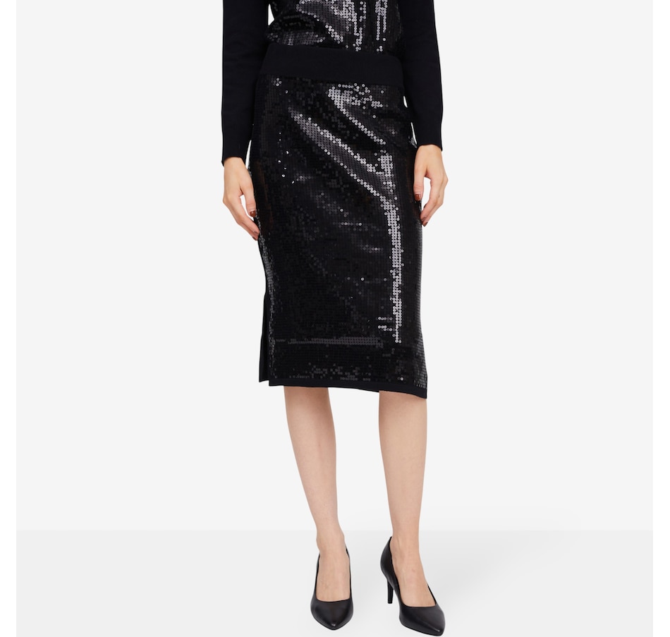 Image 101996_BLK.jpg, Product 101-996 / Price $69.99, Nina Leonard Sequin Sweater Knit Skirt from Nina Leonard on TSC.ca's Fashion department