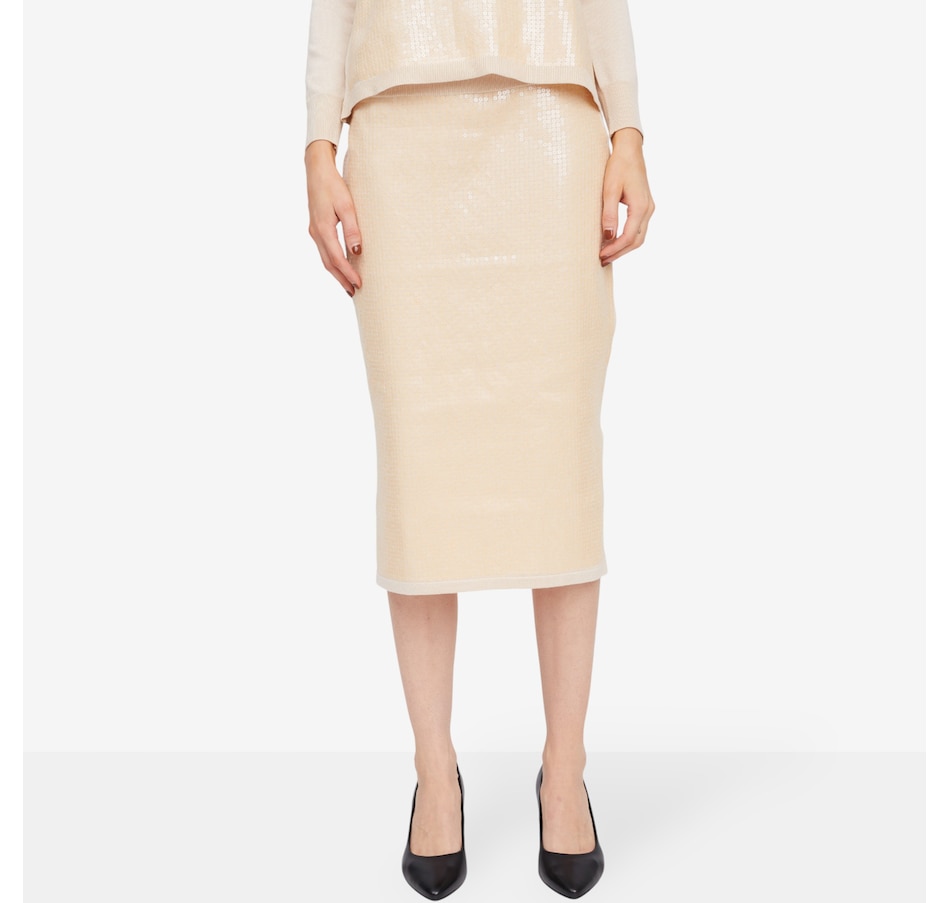 Image 101996_SDCSL.jpg, Product 101-996 / Price $69.99, Nina Leonard Sequin Sweater Knit Skirt from Nina Leonard on TSC.ca's Fashion department