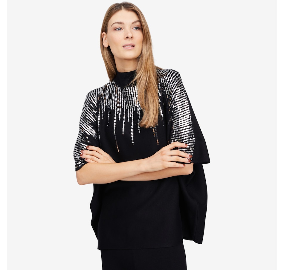 Image 101998_ALTMORE1.jpg, Product 101-998 / Price $69.99, Nina Leonard Oversized Mock Neck Boxy Sweater with Sequin Detail from Nina Leonard on TSC.ca's Fashion department