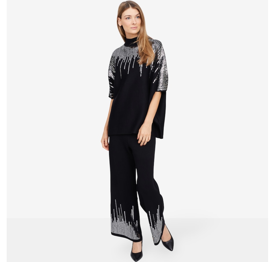 Image 101998_ALTMORE2.jpg, Product 101-998 / Price $69.99, Nina Leonard Oversized Mock Neck Boxy Sweater with Sequin Detail from Nina Leonard on TSC.ca's Fashion department