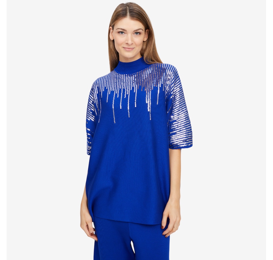 Image 101998_DEPSA.jpg, Product 101-998 / Price $69.99, Nina Leonard Oversized Mock Neck Boxy Sweater with Sequin Detail from Nina Leonard on TSC.ca's Fashion department
