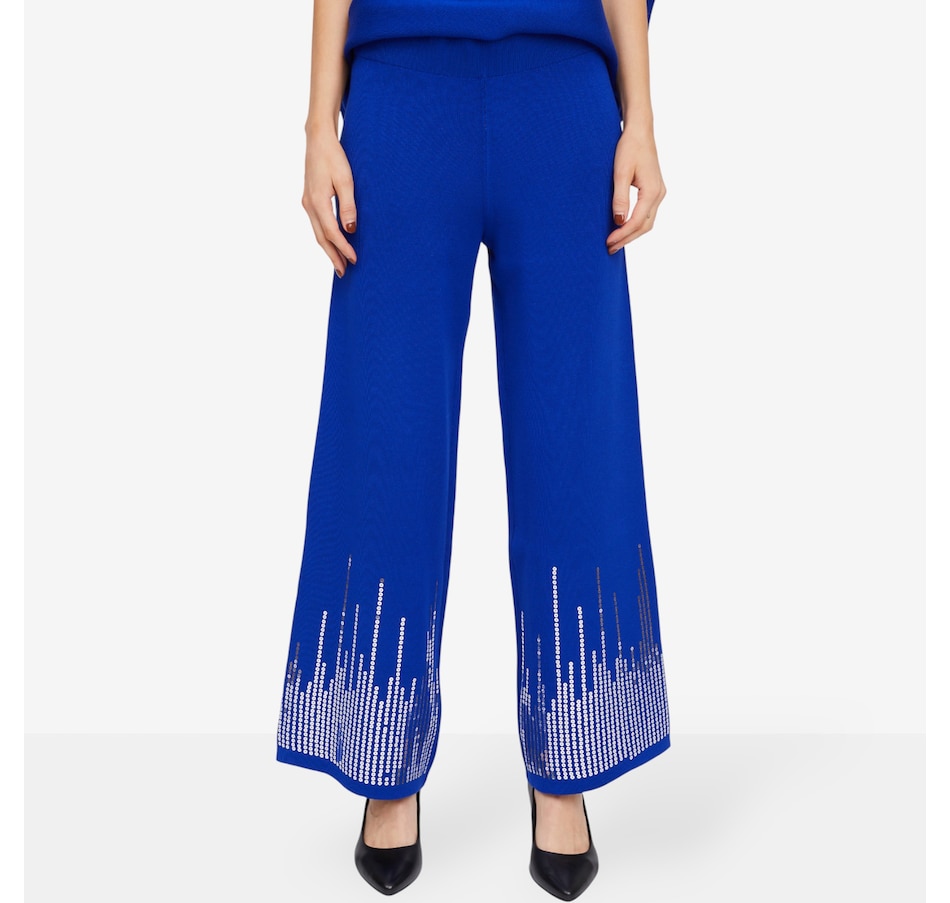 Image 101999_DEPSA.jpg, Product 101-999 / Price $79.99, Nina Leonard Wide Leg Pant with Sequin Detail from Nina Leonard on TSC.ca's Fashion department