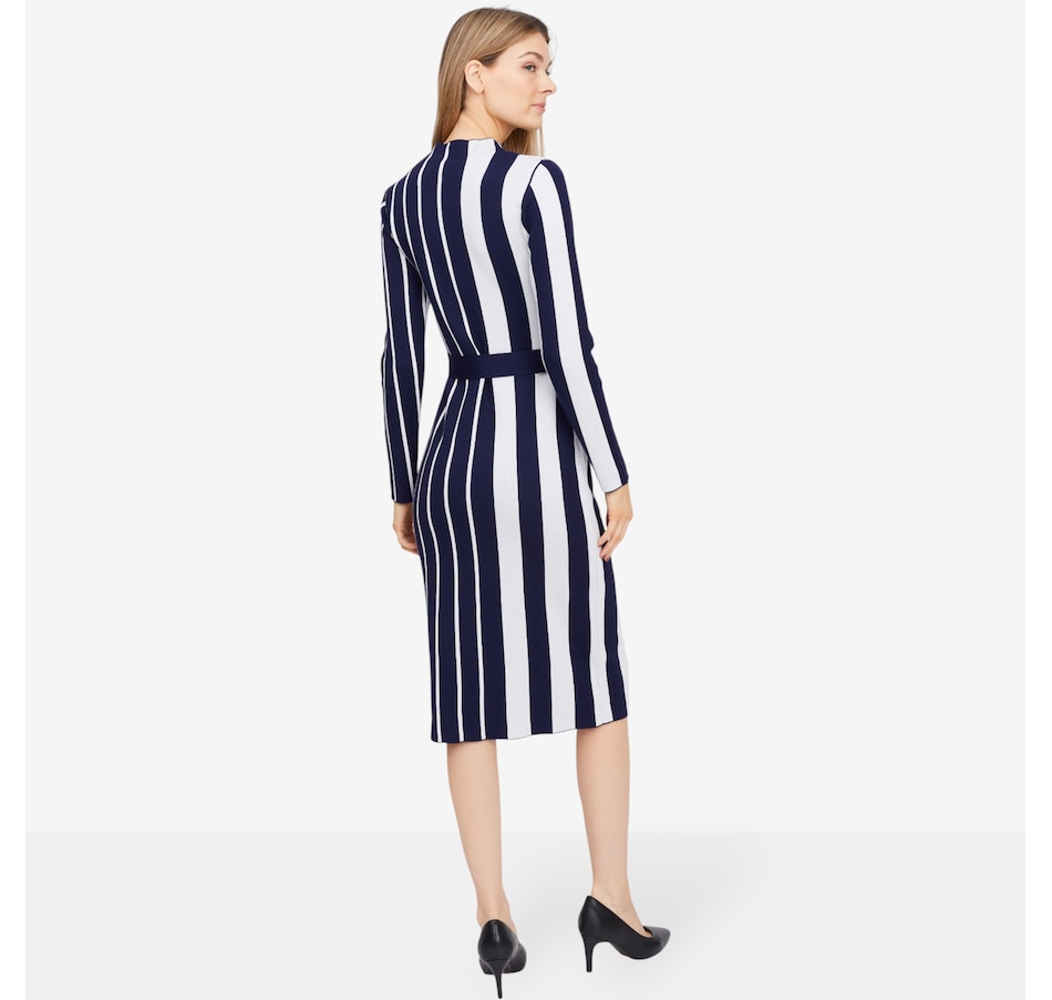 Image 102001_ALTMORE3.jpg, Product 102-001 / Price $89.99, Nina Leonard Mixed Stripe Jacquard Sweater Dress from Nina Leonard on TSC.ca's Fashion department