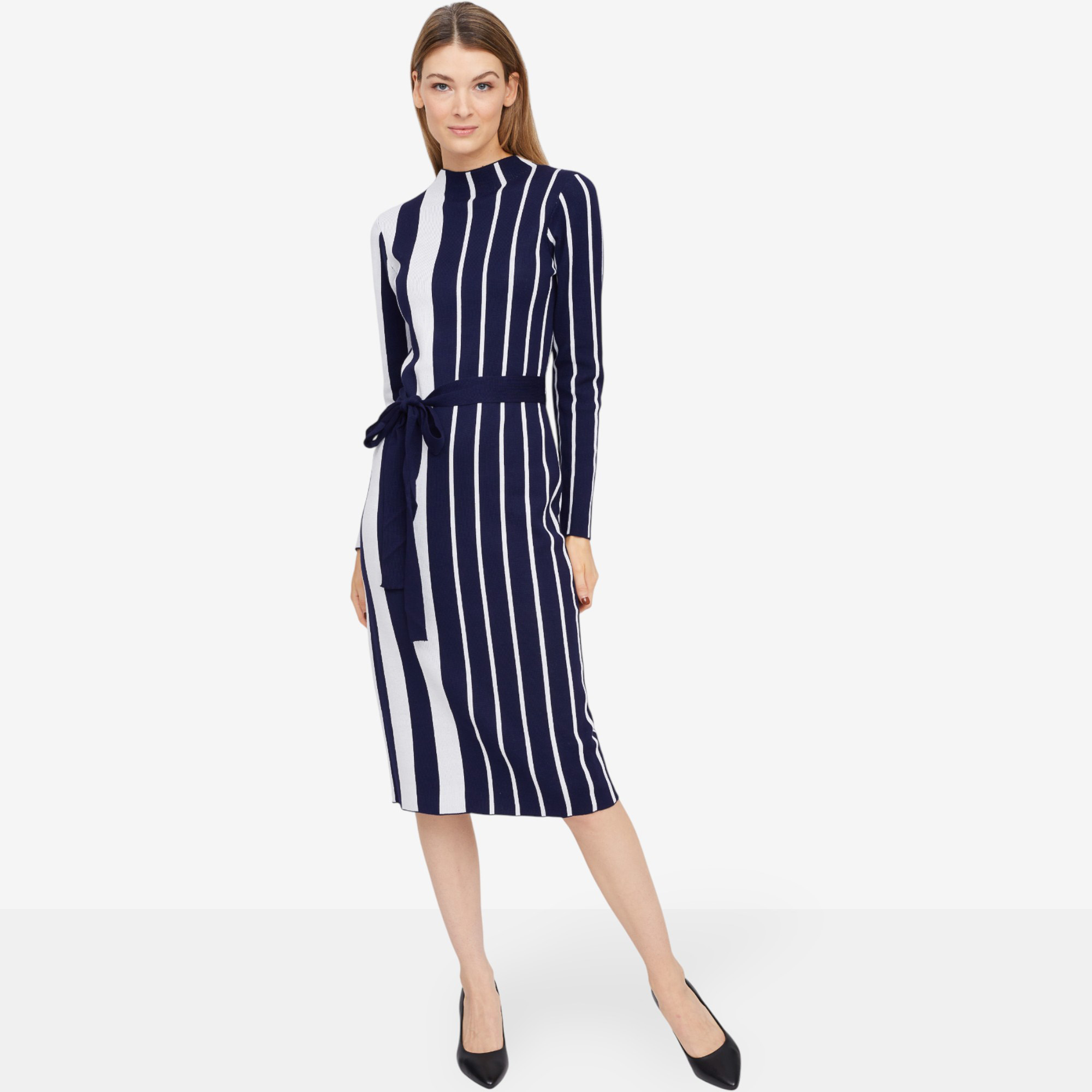 Nina Leonard Mixed Stripe Jacquard Sweater Dress - TSC.ca