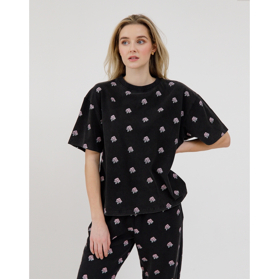 Image 102036_WHDBL.jpg, Product 102-036 / Price $24.33, Brunette The Label All-Over Flower Boxy Tee from Brunette The Label on TSC.ca's Fashion department