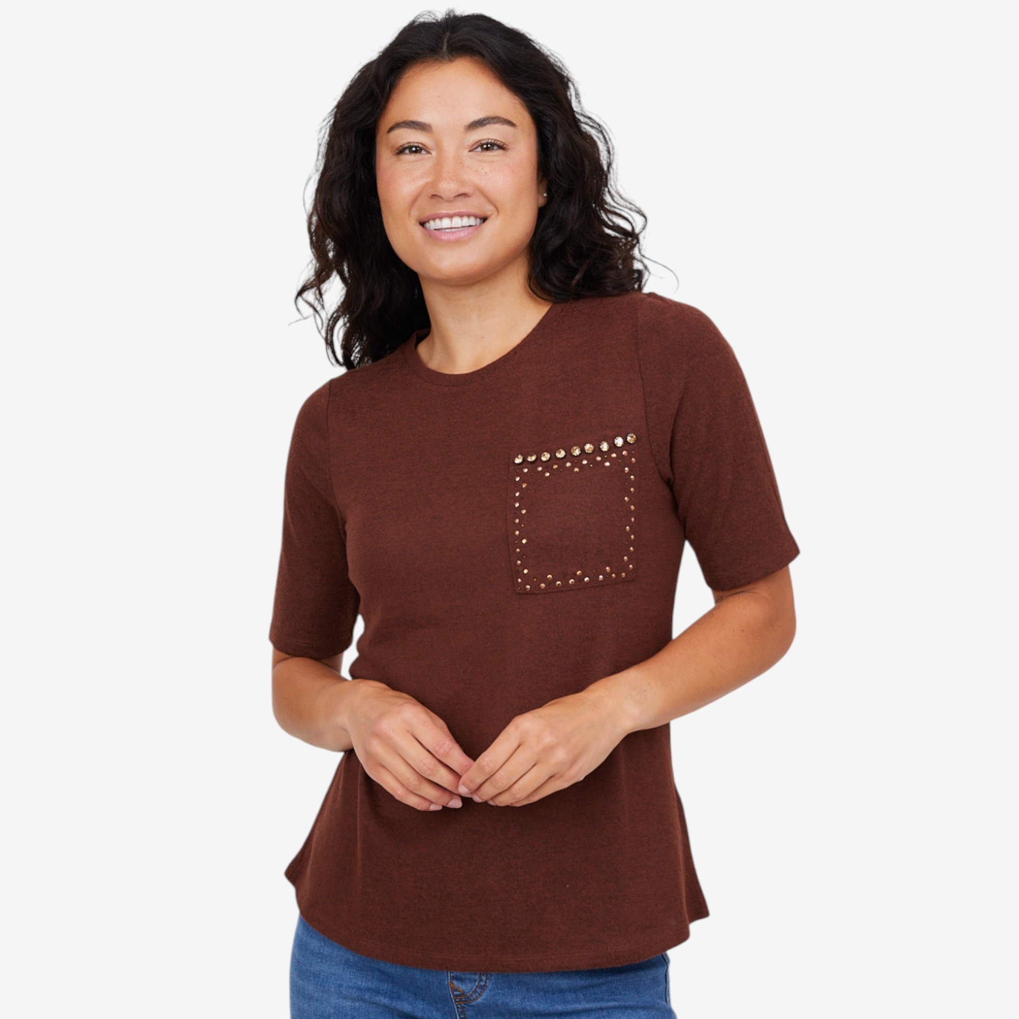 Diane Gilman Embellished Short Sleeve Top - TSC.ca