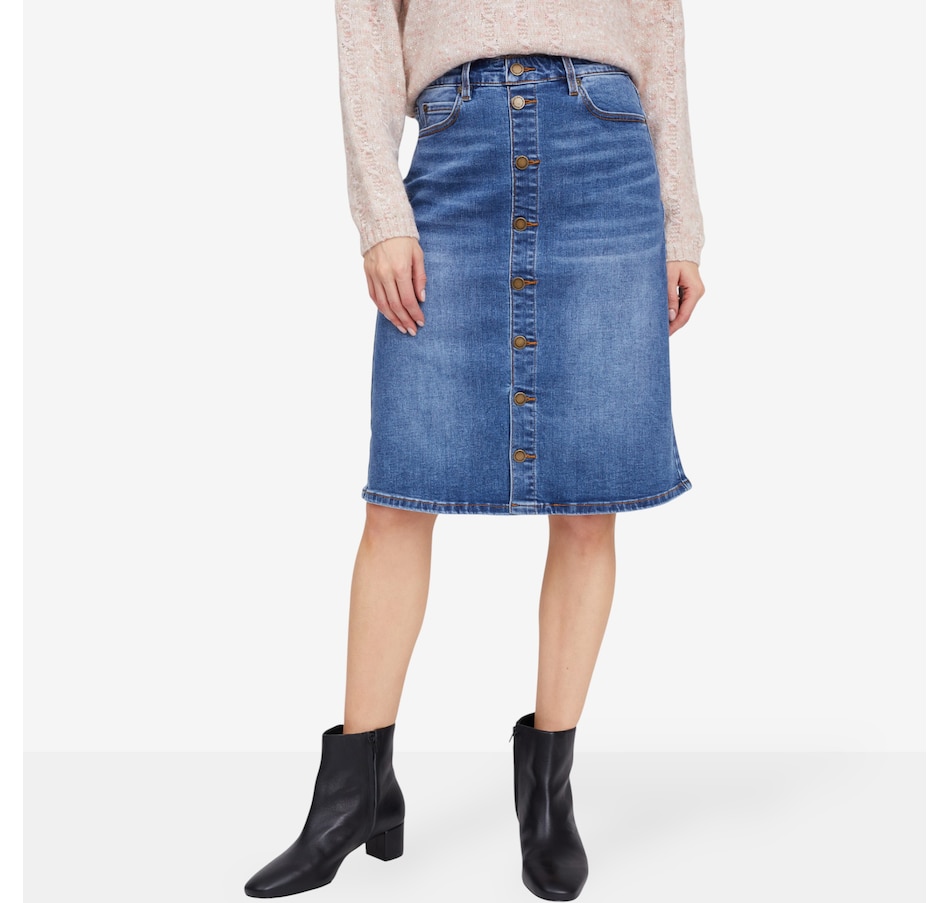 Image 102043_MDTNE.jpg, Product 102-043 / Price $54.88, Diane Gilman Luxe Touch Pull-On Knee Length A-Line Skirt from DG2 by Diane Gilman on TSC.ca's Fashion department