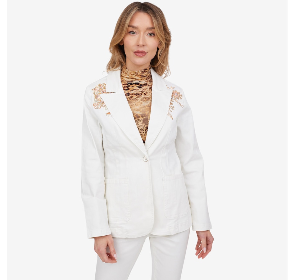 Image 102044_ALA.jpg, Product 102-044 / Price $59.33, Diane Gilman Embellished New Classic Stretch Denim Blazer from DG2 by Diane Gilman on TSC.ca's Fashion department