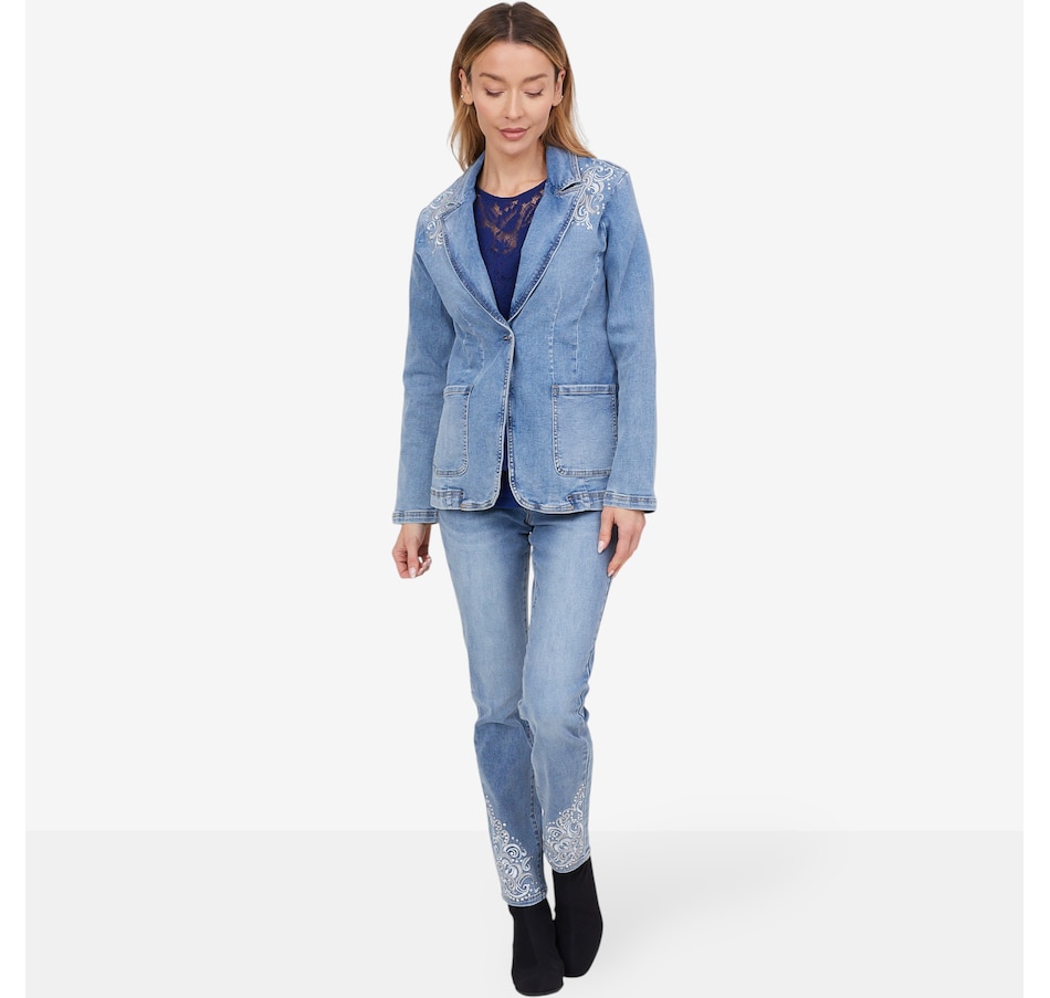 Image 102044_ALTMORE7.jpg, Product 102-044 / Price $59.33, Diane Gilman Embellished New Classic Stretch Denim Blazer from DG2 by Diane Gilman on TSC.ca's Fashion department