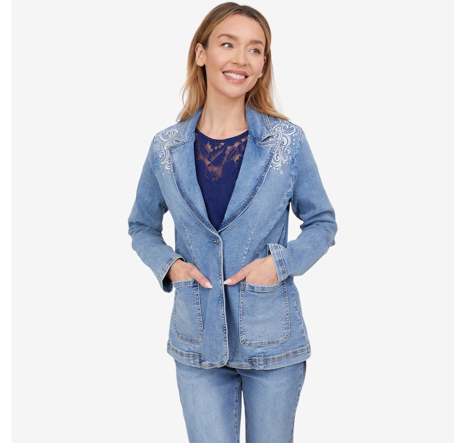 Image 102044_ALTMORE8.jpg, Product 102-044 / Price $59.33, Diane Gilman Embellished New Classic Stretch Denim Blazer from DG2 by Diane Gilman on TSC.ca's Fashion department