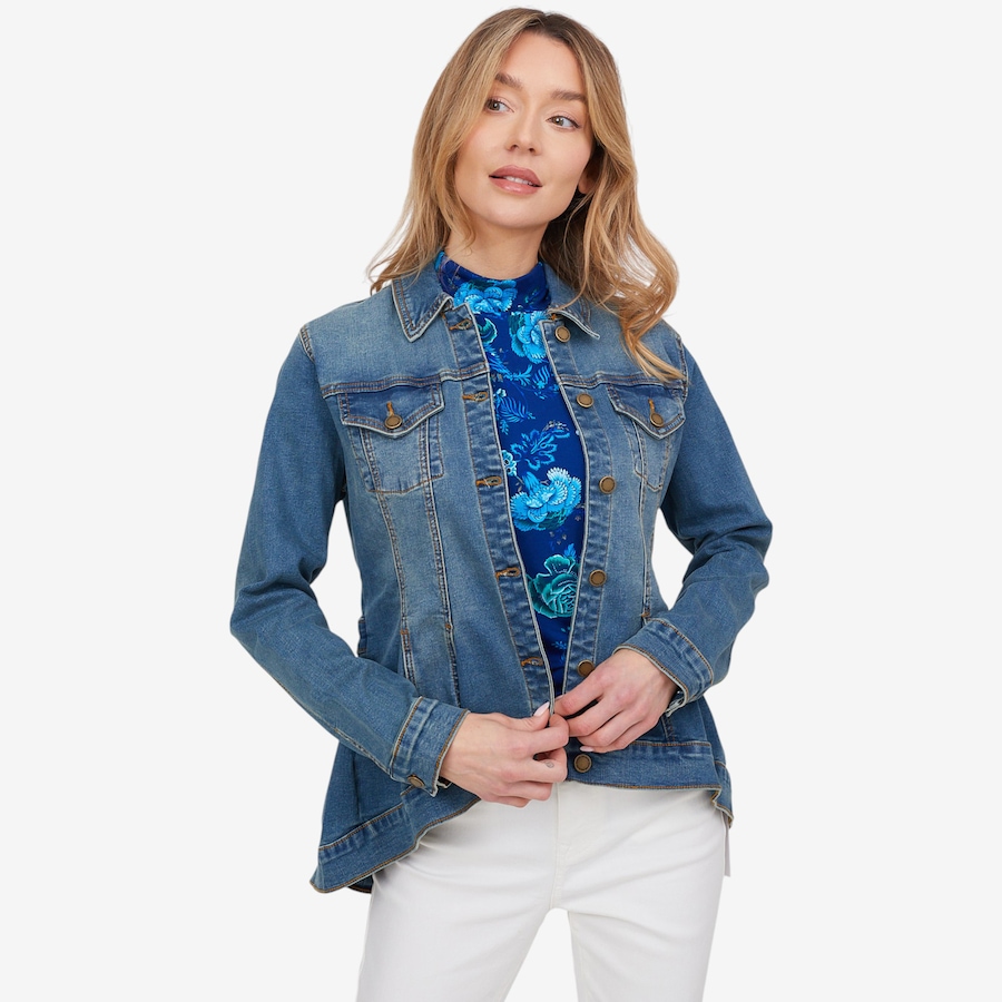 Image 102050_MDTNE.jpg, Product 102-050 / Price $79.88, Diane Gilman New Classic Stretch Peplum Waterfall Jacket from DG2 by Diane Gilman on TSC.ca's Fashion department