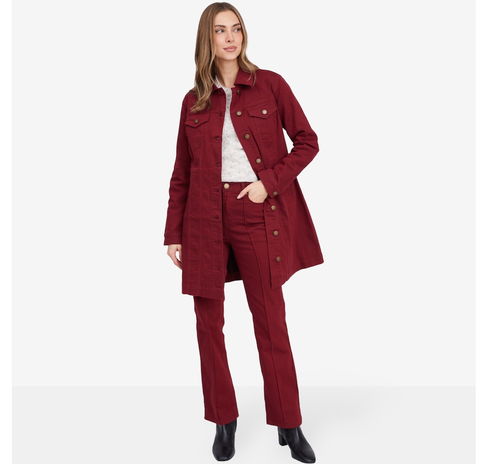 Image 102053_ALTMORE4.jpg, Product 102-053 / Price $149.90, Diane Gilman New Classic Stretch Longline Denim Car Coat from DG2 by Diane Gilman on TSC.ca's Fashion department