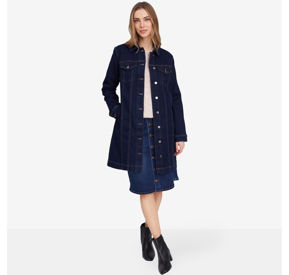 Image 102053_ID.jpg, Product 102-053 / Price $149.90, Diane Gilman New Classic Stretch Longline Denim Car Coat from DG2 by Diane Gilman on TSC.ca's Fashion department
