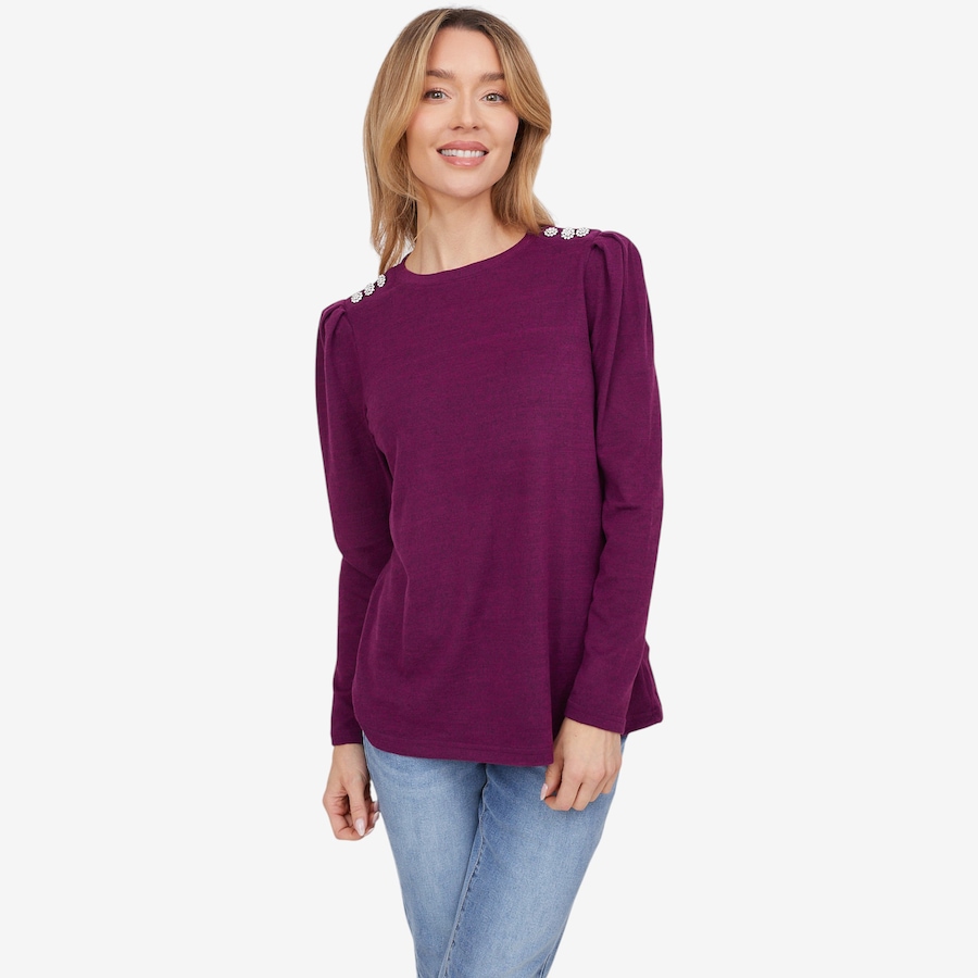 Image 102055_DPU.jpg, Product 102-055 / Price $44.88, Diane Gilman Crystal Button Crew Neck Top from DG2 by Diane Gilman on TSC.ca's Fashion department