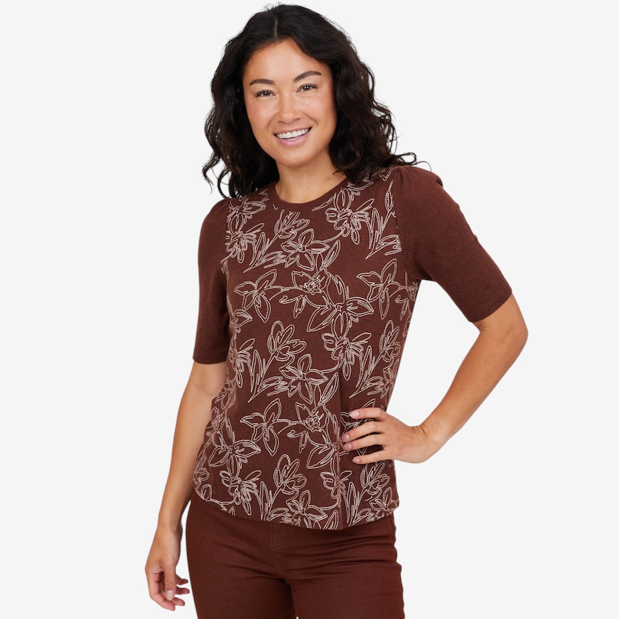 Image 102057_ALTMORE2.jpg, Product 102-057 / Price $29.33, Diane Gilman Embroidered Puff Sleeve Top from DG2 by Diane Gilman on TSC.ca's Fashion department